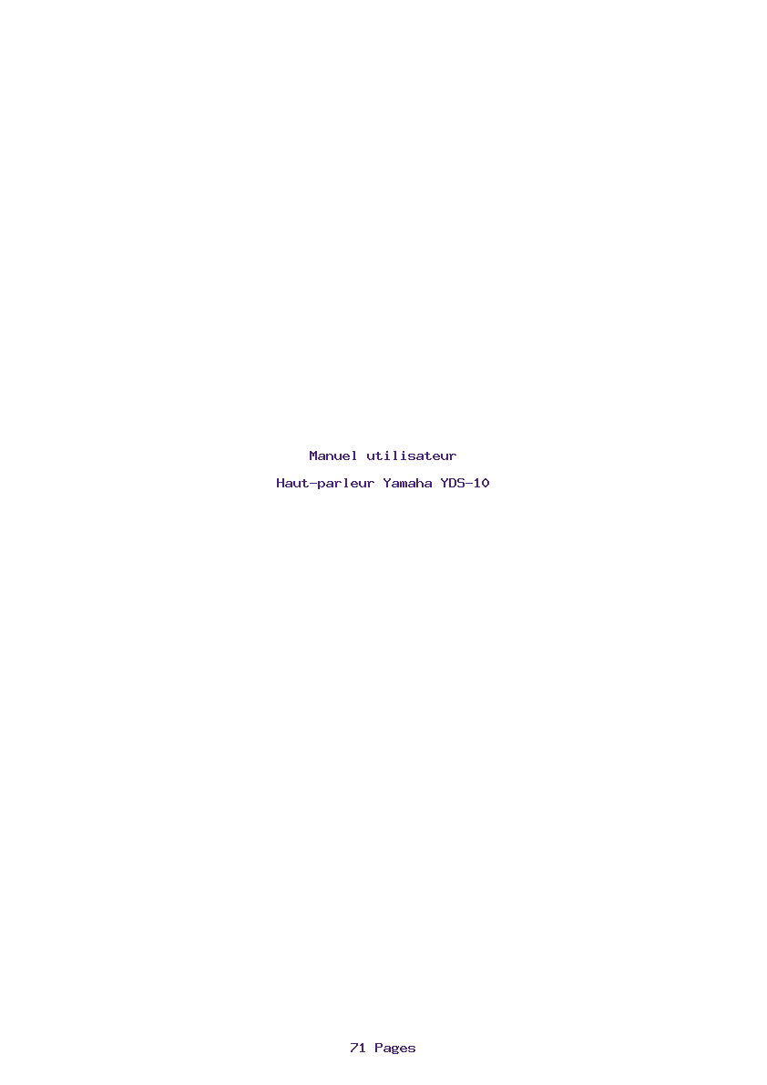 Page 1 de la notice Manuel utilisateur Yamaha YDS-10