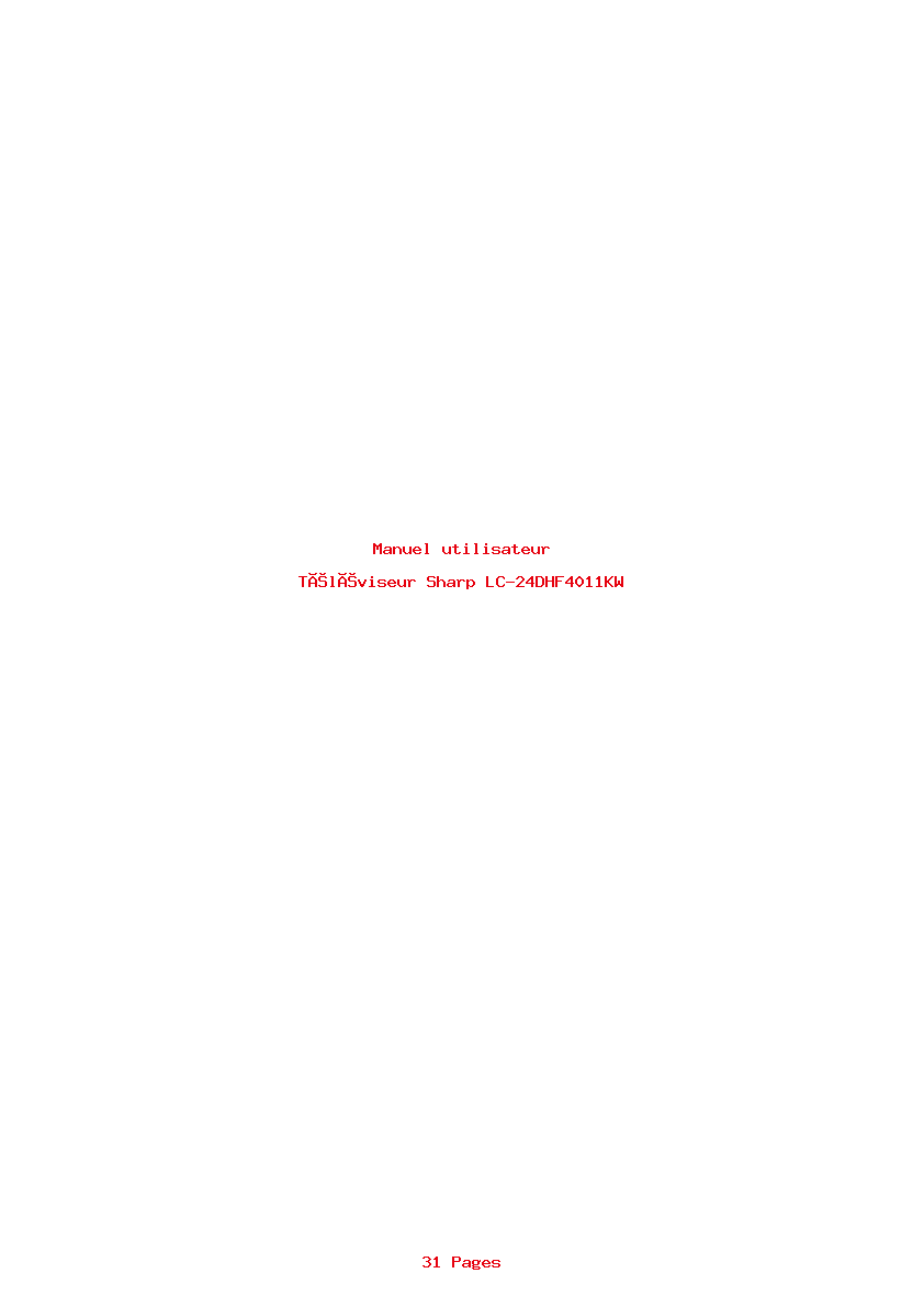 Page 1 de la notice Manuel utilisateur Sharp LC-24DHF4011KW