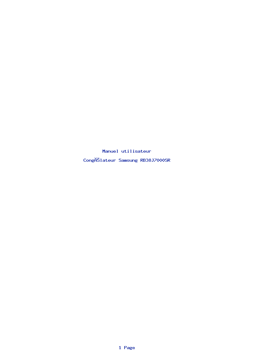 Page 1 de la notice Manuel utilisateur Samsung RB38J7000SR
