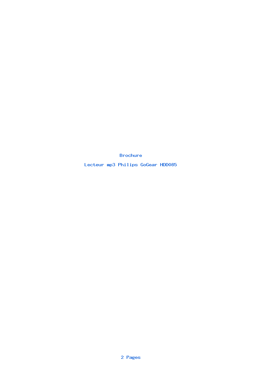 Page 1 de la notice Brochure Philips GoGear HDD085