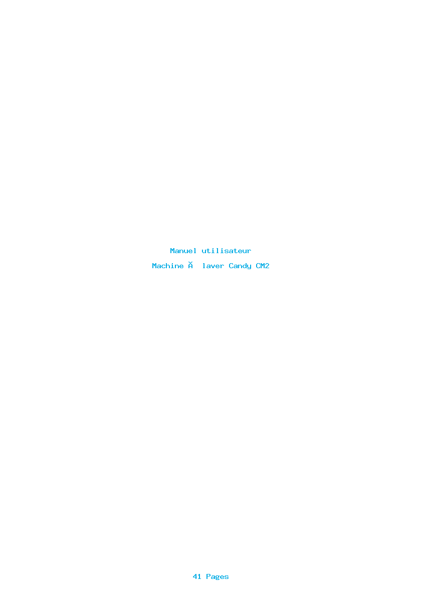 Page 1 de la notice Manuel utilisateur Candy CM2