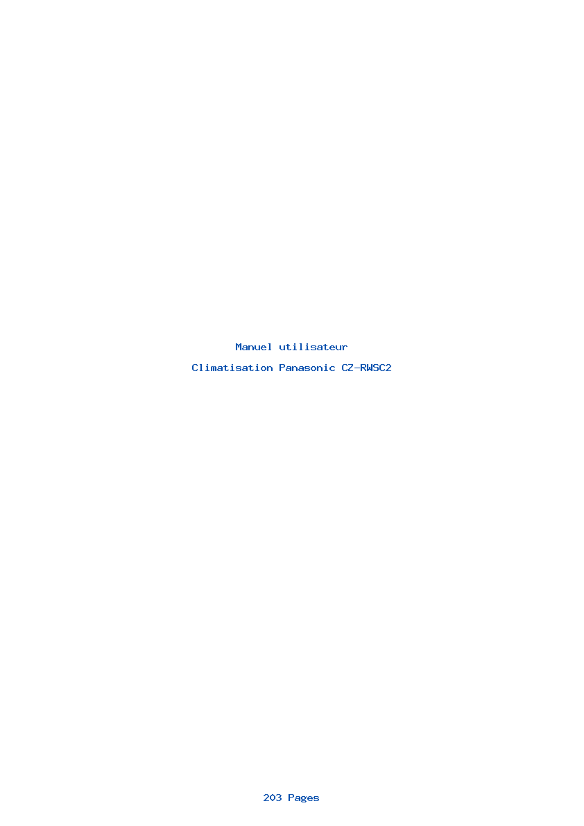 Page 1 de la notice Manuel utilisateur Panasonic CZ-RWSC2