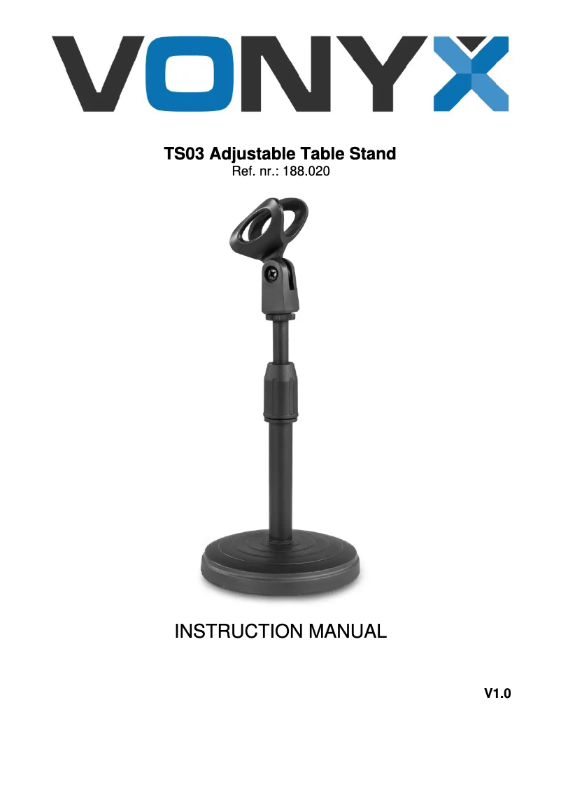 Page 1 de la notice Manuel utilisateur Vonyx TS03