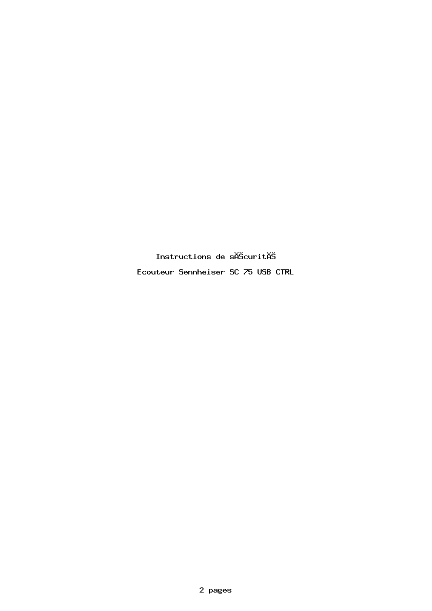 Page 1 de la notice Instructions de sécurité Sennheiser SC 75 USB CTRL
