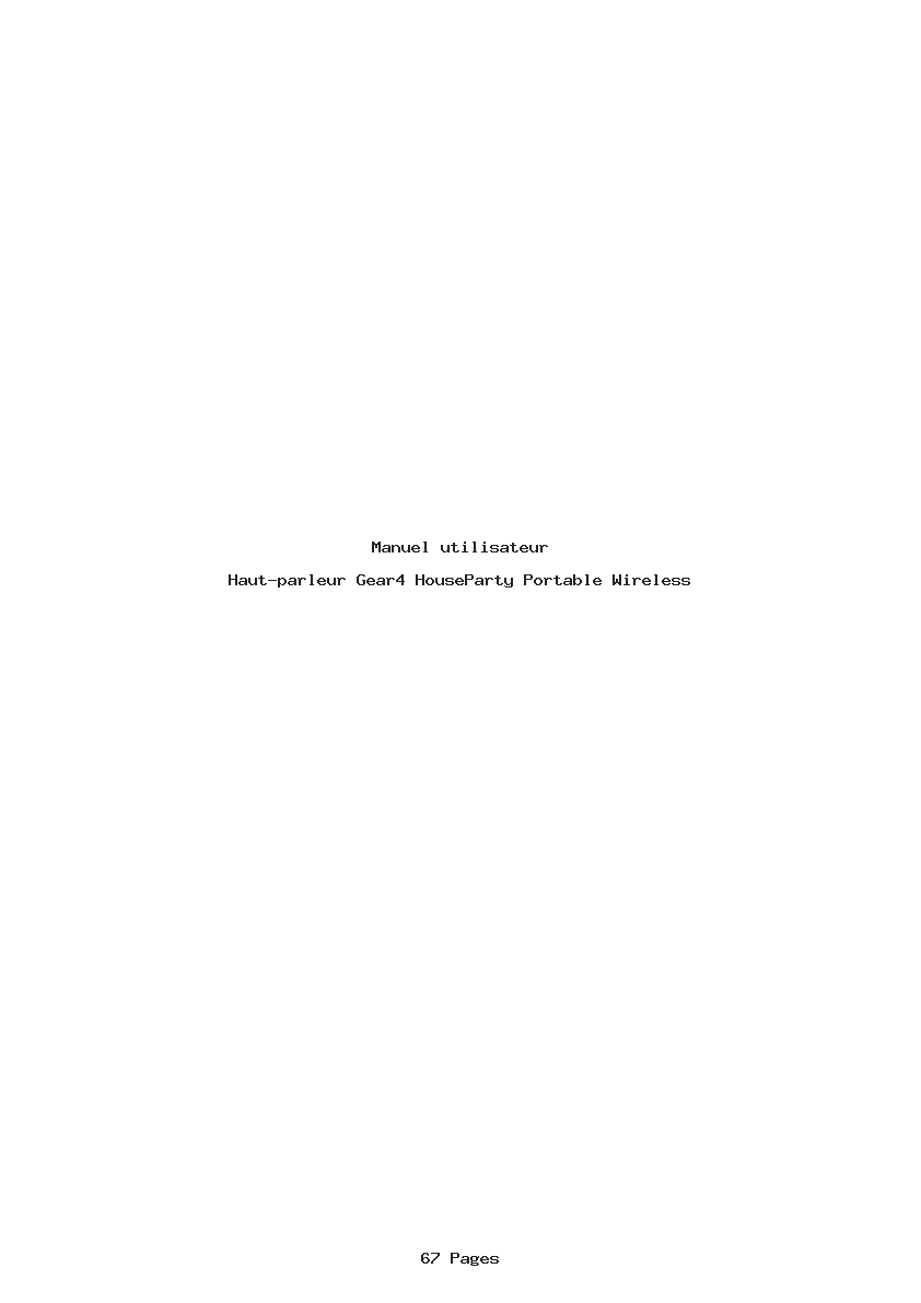 Page 1 de la notice Manuel utilisateur Gear4 HouseParty Portable Wireless
