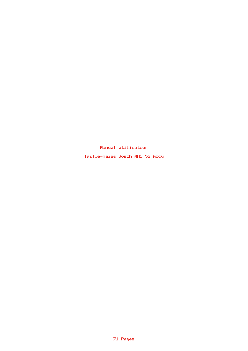 Page 1 de la notice Manuel utilisateur Bosch AHS 52 Accu