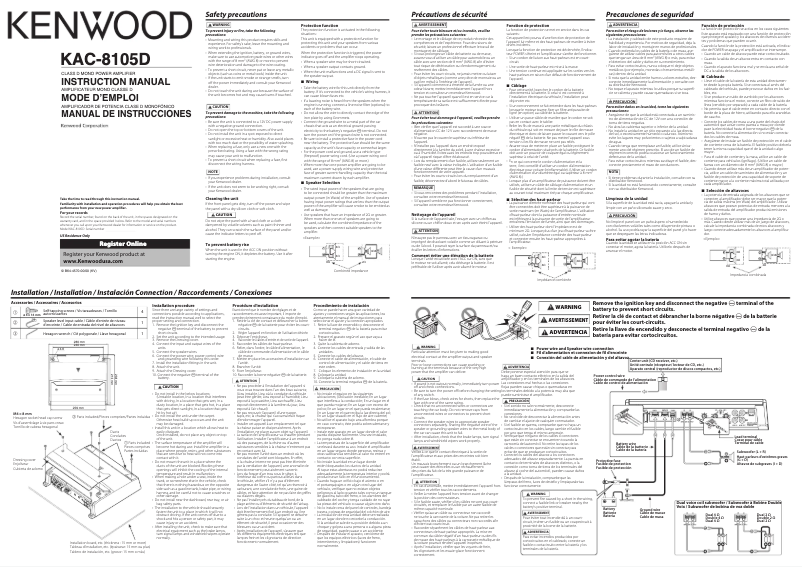 Page 1 de la notice Manuel utilisateur Kenwood KAC-8105D
