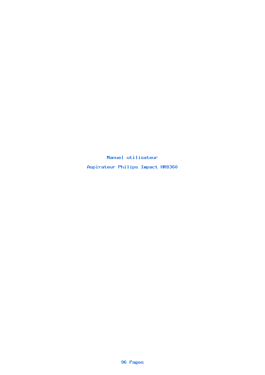 Page 1 de la notice Manuel utilisateur Philips Impact HR8360