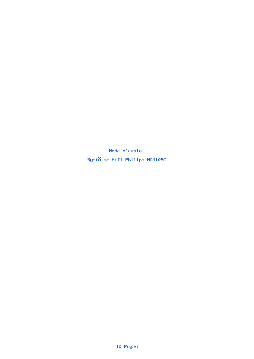 Page 1 de la notice Mode d'emploi Philips MCM108C
