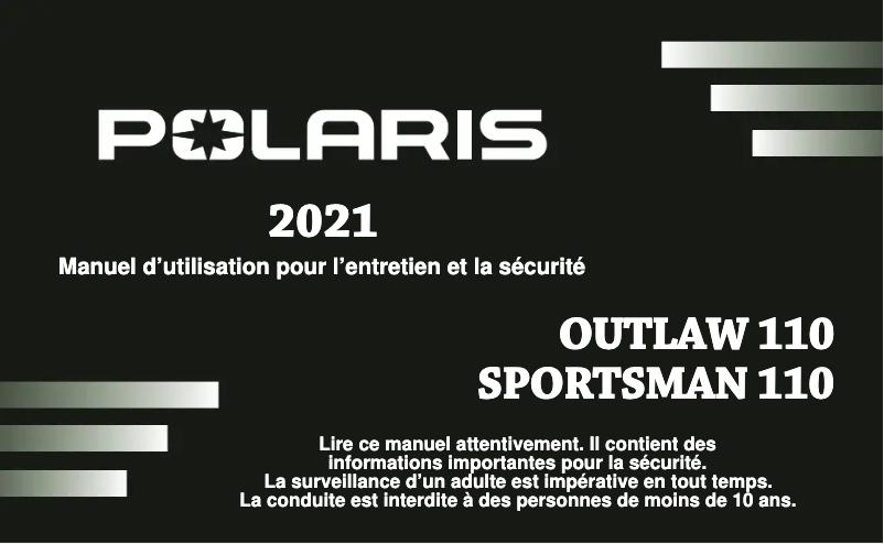 Page 1 de la notice Manuel utilisateur Polaris Sportsman 110 (2021)