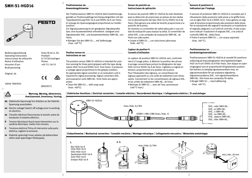 Page 1 de la notice Manuel utilisateur Festo SMH-S1-HGD16