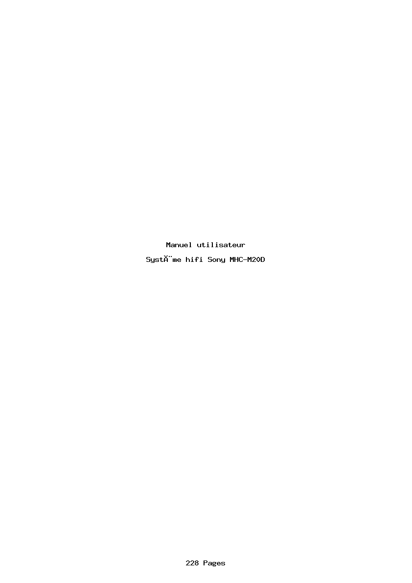 Page 1 de la notice Manuel utilisateur Sony MHC-M20D