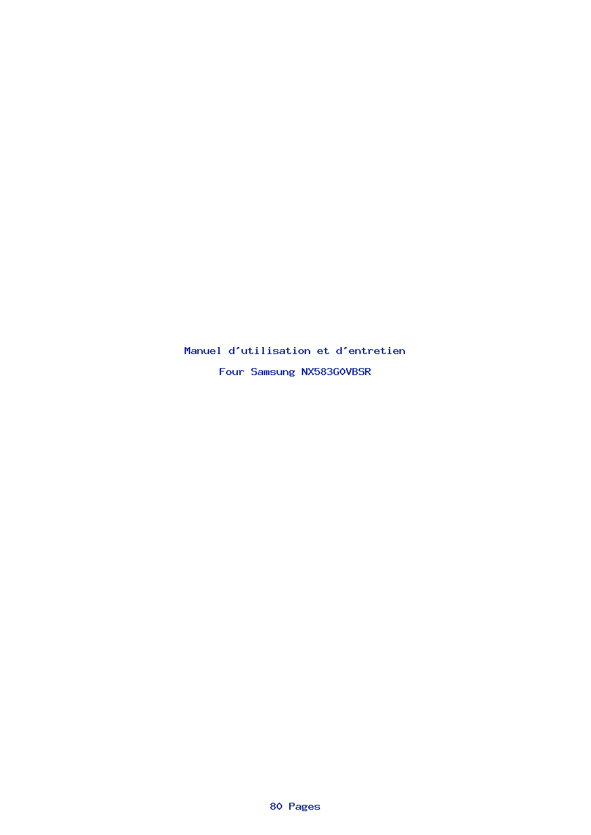 Page 1 de la notice Manuel d'utilisation et d'entretien Samsung NX583G0VBSR