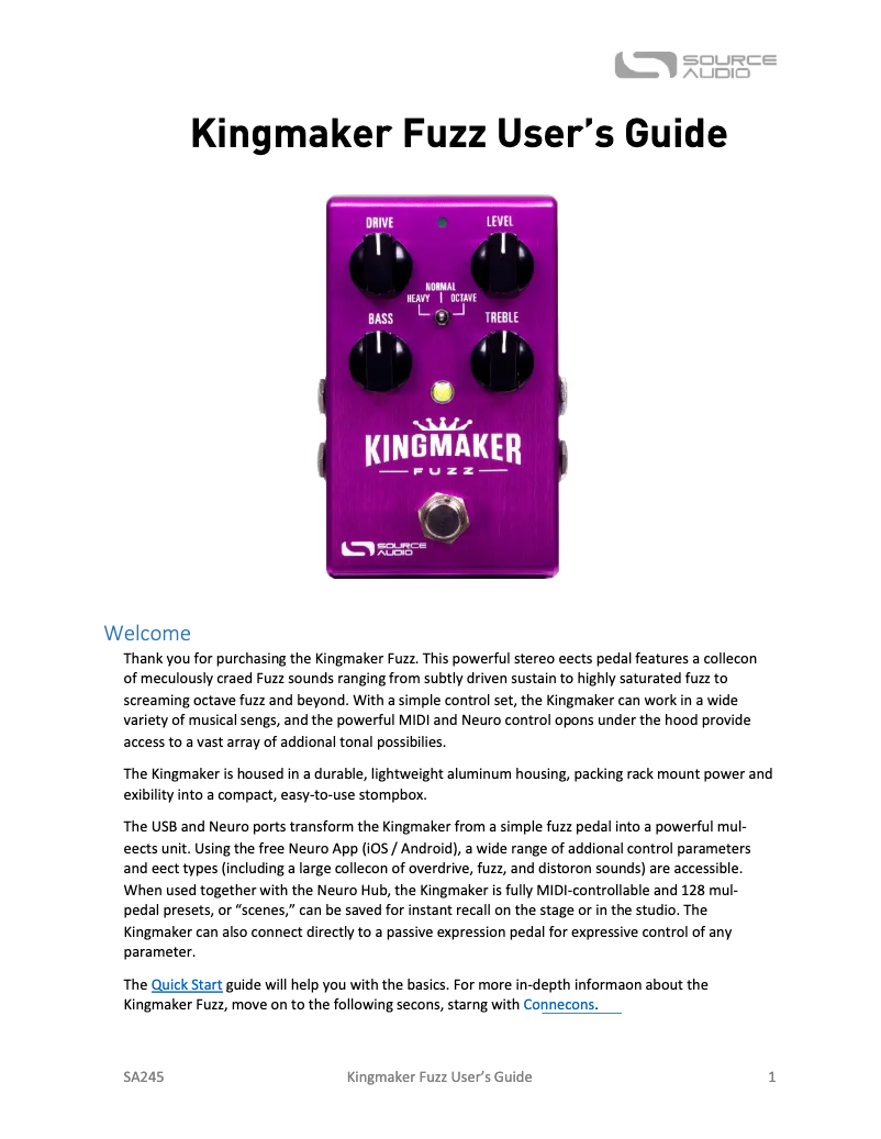 Página 1 del manual Manual de usuario Source Audio Kingmaker