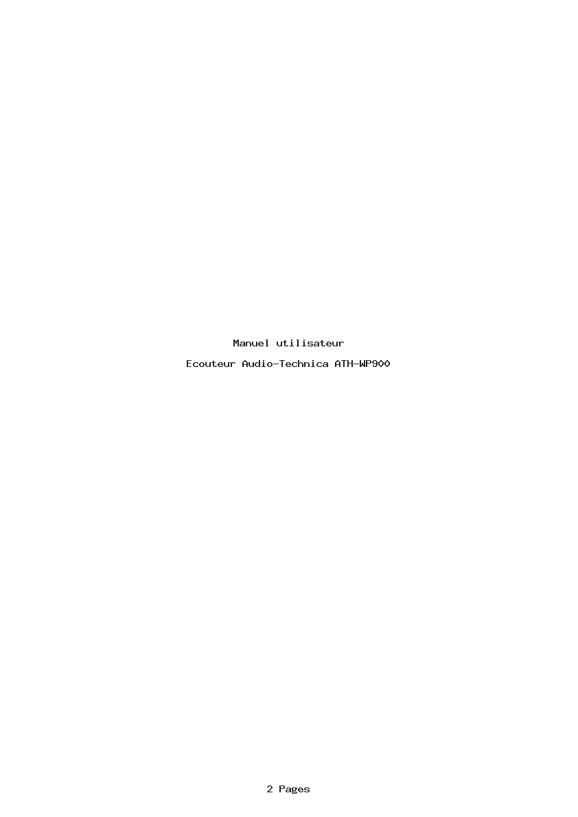 Page 1 de la notice Manuel utilisateur Audio-Technica ATH-WP900