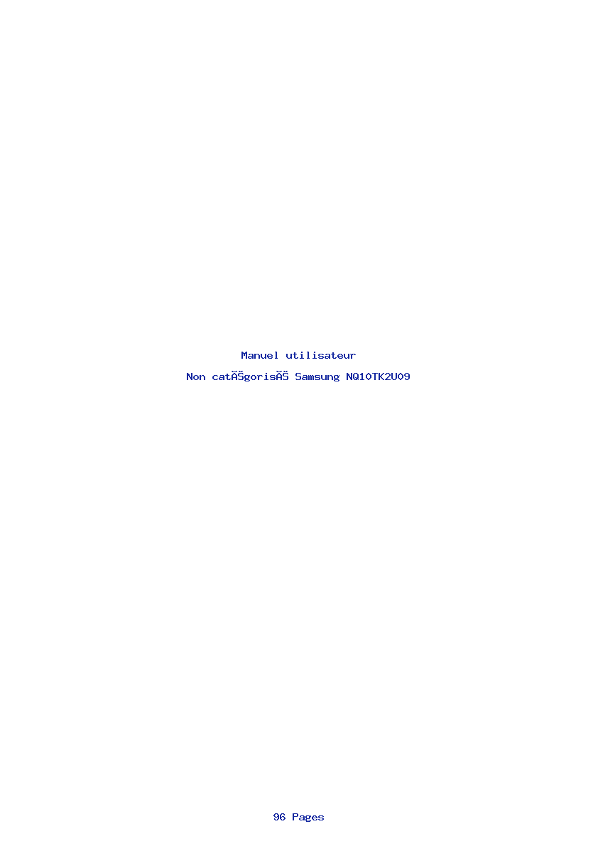 Page 1 de la notice Manuel utilisateur Samsung NQ10TK2U09