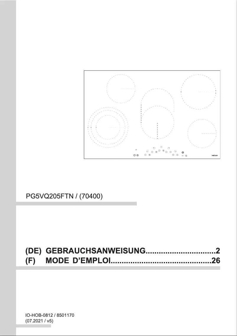 Page 1 de la notice Manuel utilisateur Amica 70400