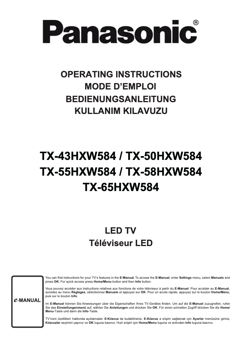 Page 1 de la notice Manuel utilisateur Panasonic TX-43HXW584