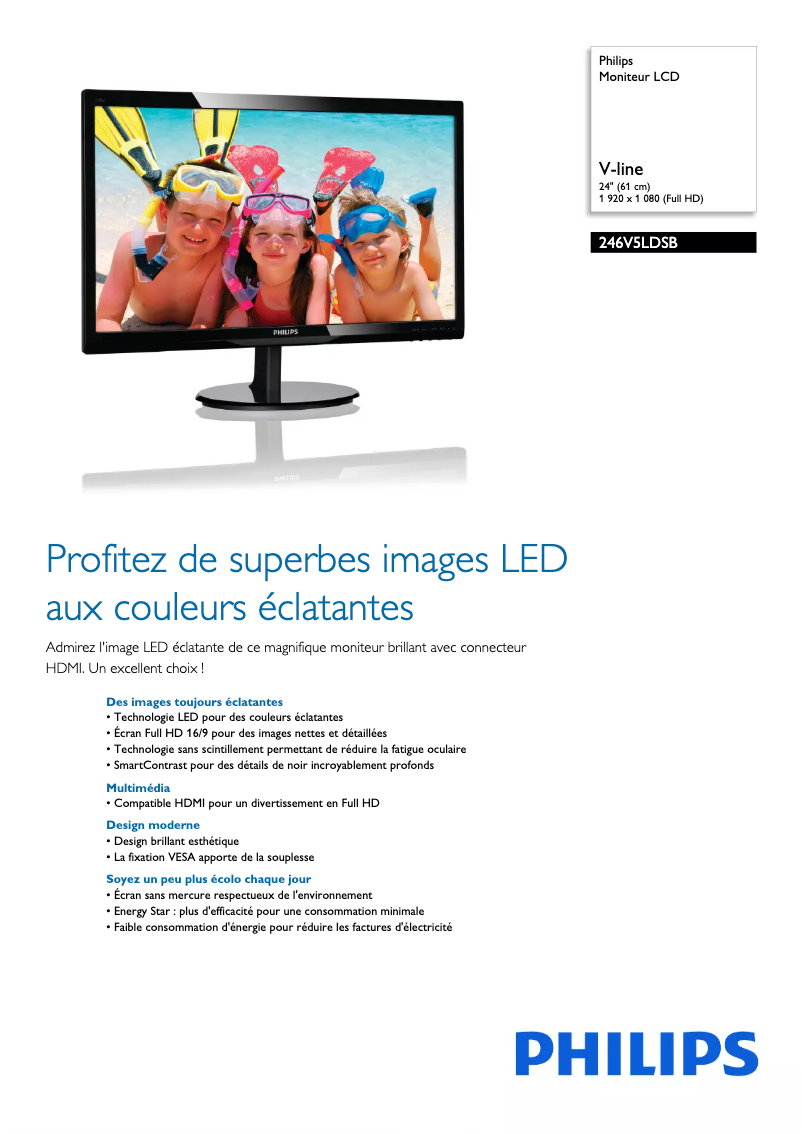 Page n°1 - Fiche technique Philips V Line 246V5LDSB