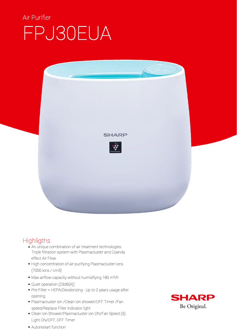 Page 1 of the manual User Manual Sharp FPJ30EUA