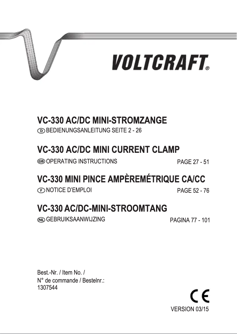 Page 1 de la notice Manuel utilisateur Voltcraft VC-330
