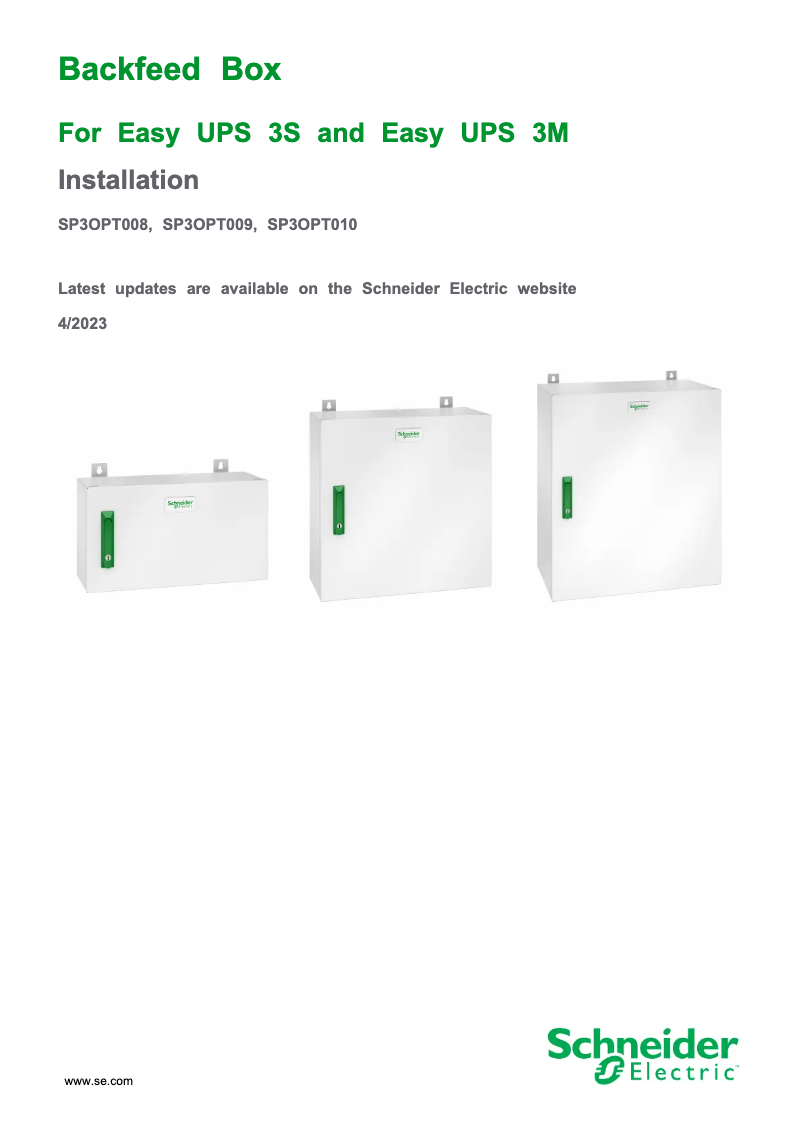 Página 1 del manual Manual de usuario APC SP3OPT008