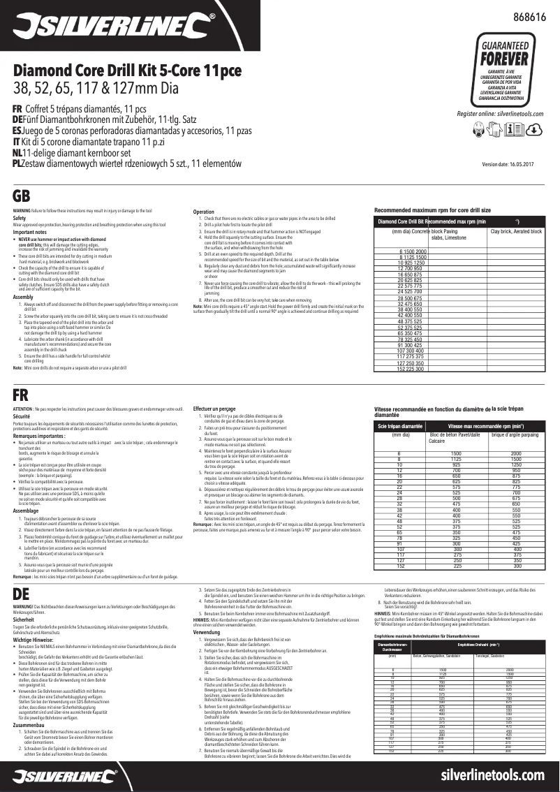 Page 1 de la notice Manuel utilisateur Silverline 868616