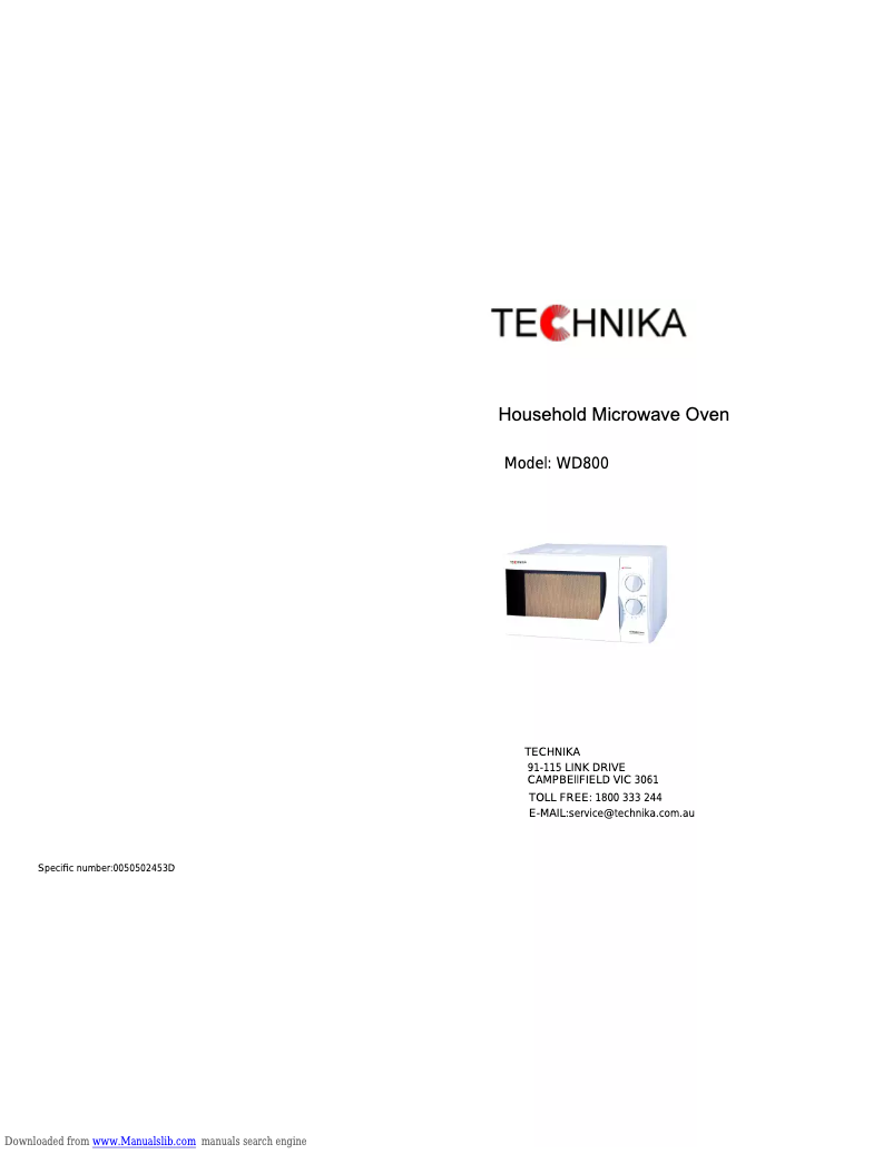 Página 1 del manual Manual de usuario Technika WD800