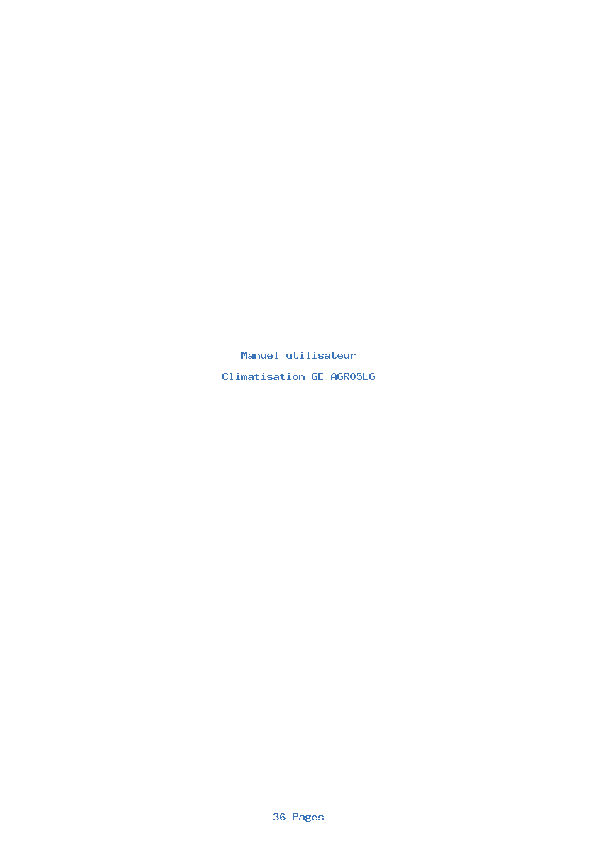 Page 1 de la notice Manuel utilisateur GE AGR05LG