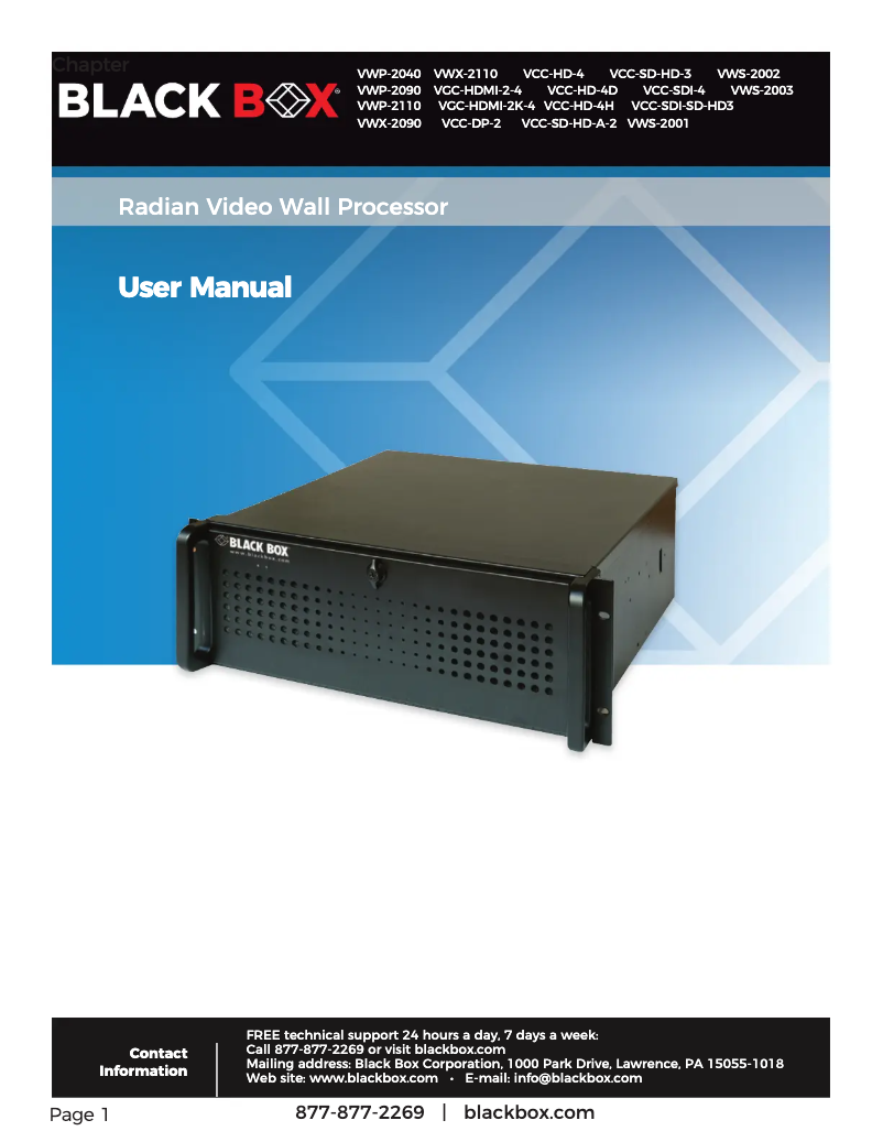 Page 1 de la notice Manuel utilisateur Black Box VWX-2110