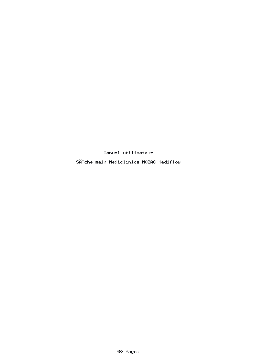 Page 1 de la notice Manuel utilisateur Mediclinics M02AC Mediflow