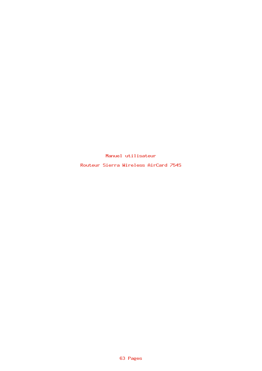Page 1 de la notice Manuel utilisateur Sierra Wireless AirCard 754S