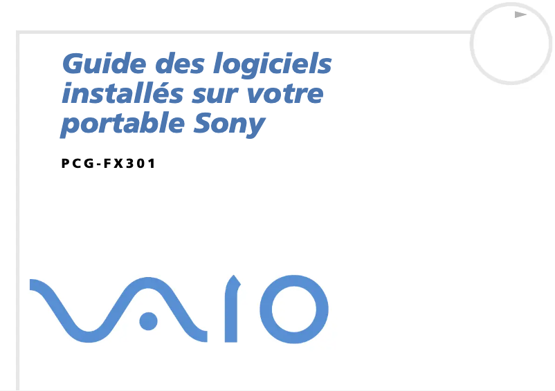 Page 1 de la notice Manuel utilisateur Sony Vaio PCG-FX301