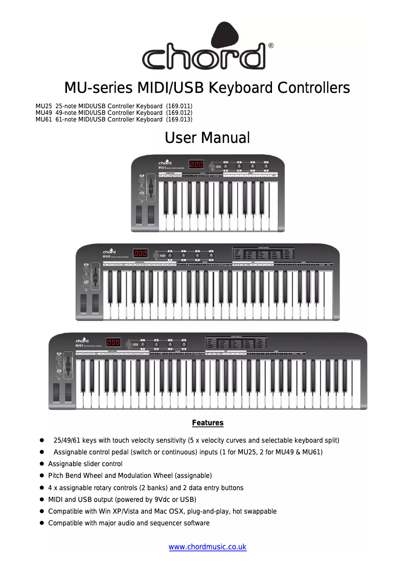 Page 1 de la notice Manuel utilisateur Chord MU25