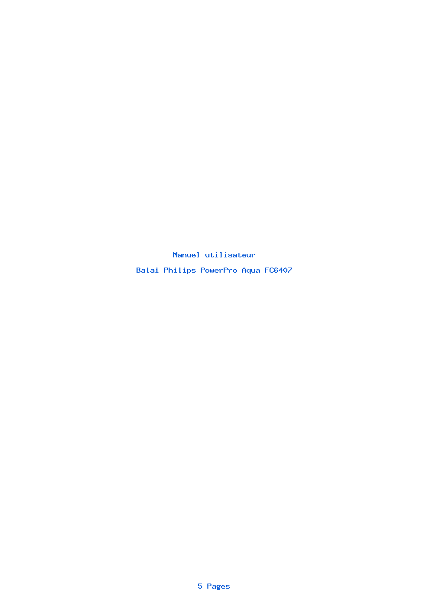 Page 1 de la notice Manuel utilisateur Philips PowerPro Aqua FC6407