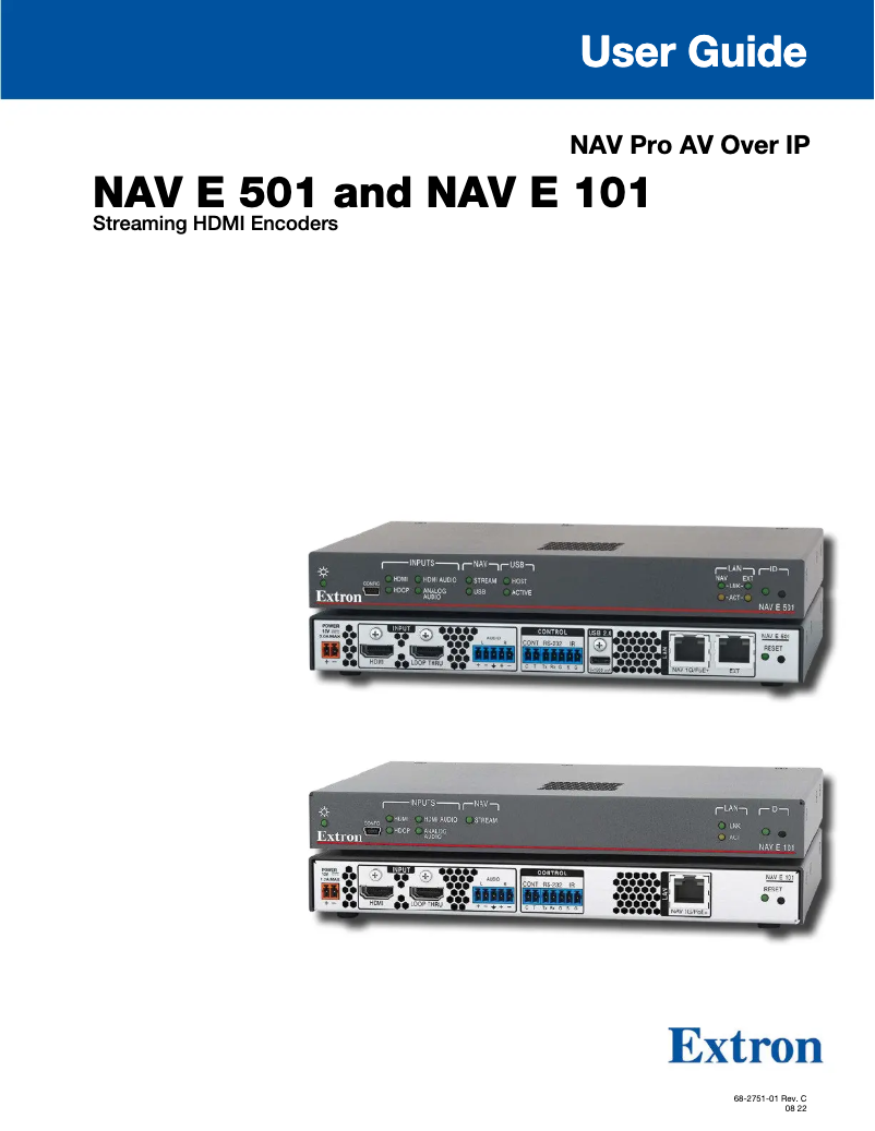 Page 1 de la notice Manuel utilisateur Extron NAV E 101