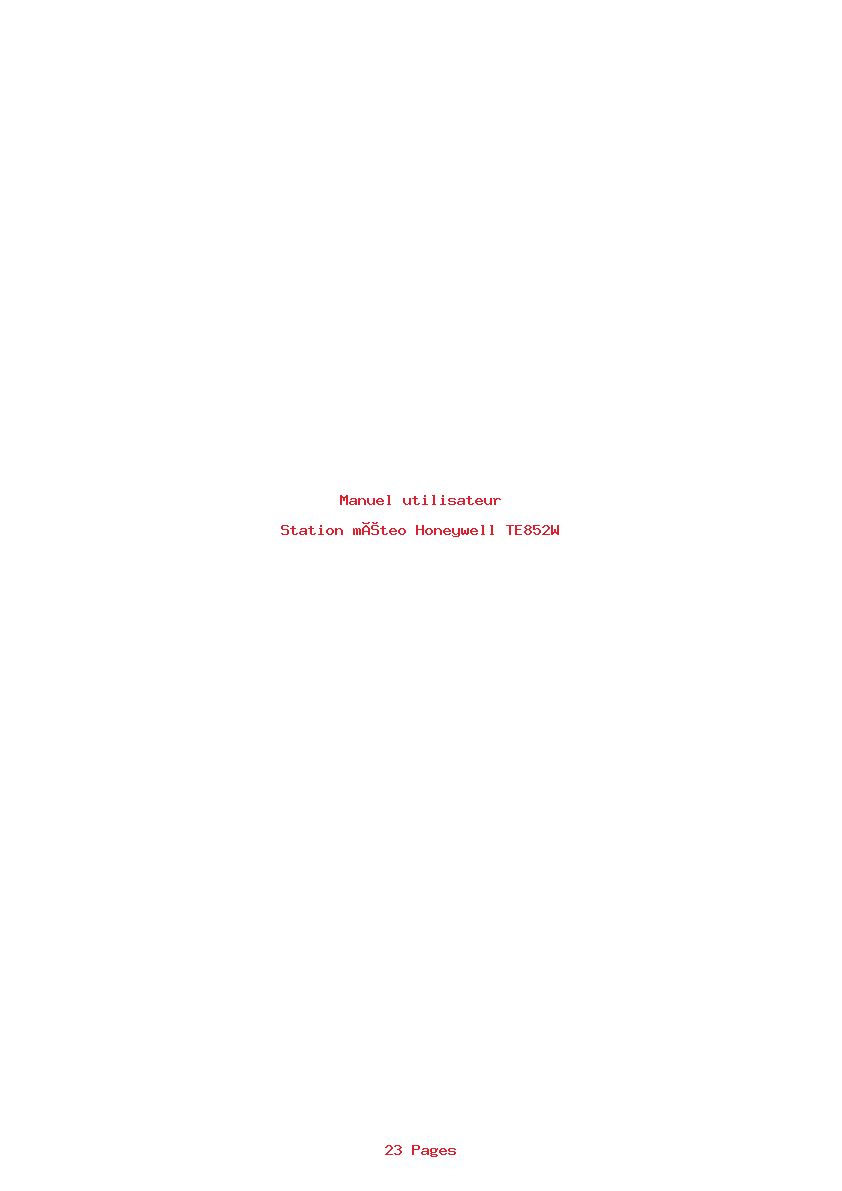 Page 1 de la notice Manuel utilisateur Honeywell TE852W