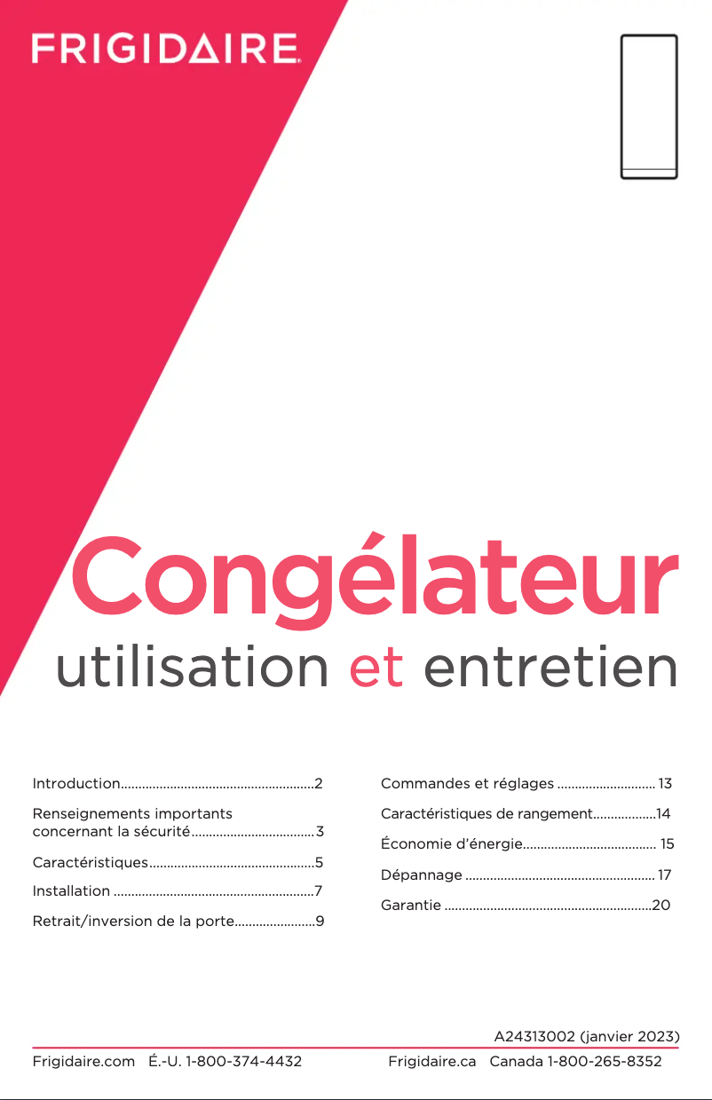 Página 1 del manual Manual de usuario Frigidaire FFFU13F2VV