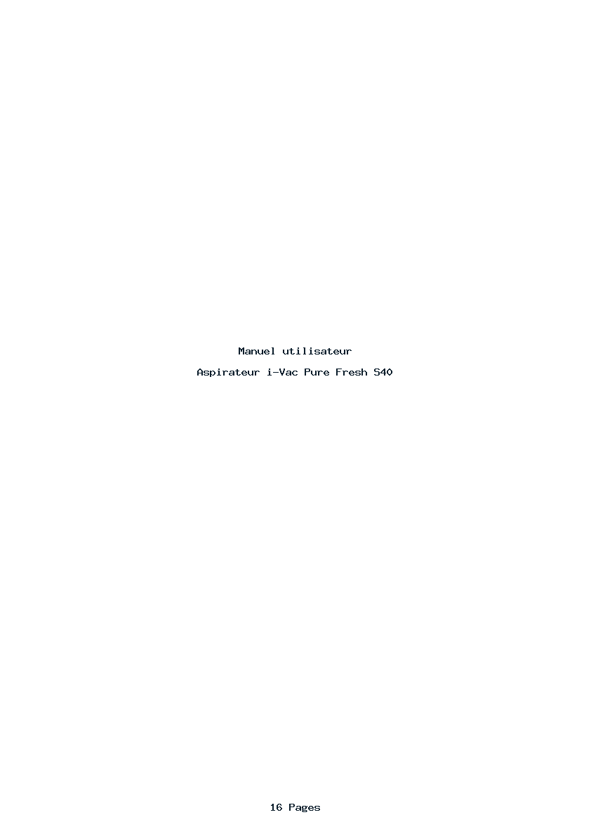 Page 1 de la notice Manuel utilisateur i-Vac Pure Fresh S40