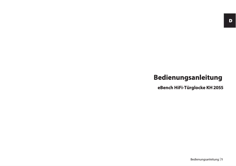 Page 1 of the manual User Manual eBench KH 2055