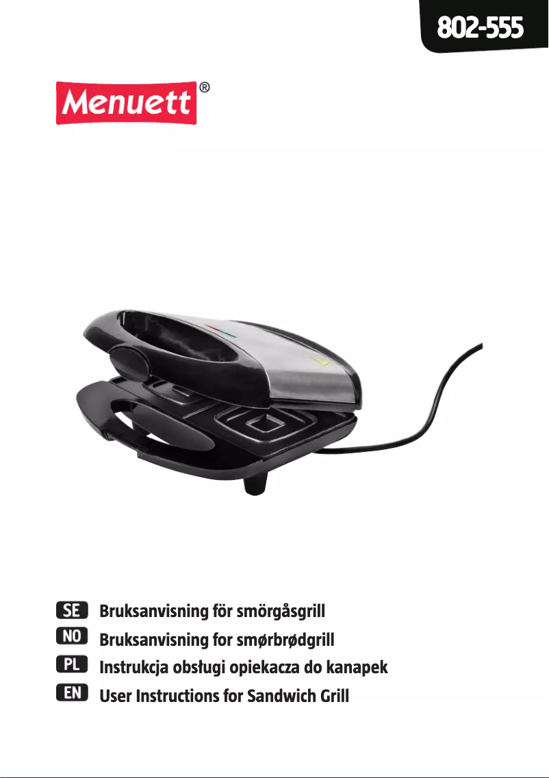 Page 1 de la notice Manuel utilisateur Menuett 802-555