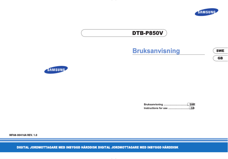Page 1 of the manual User Manual Samsung DTB-P850V