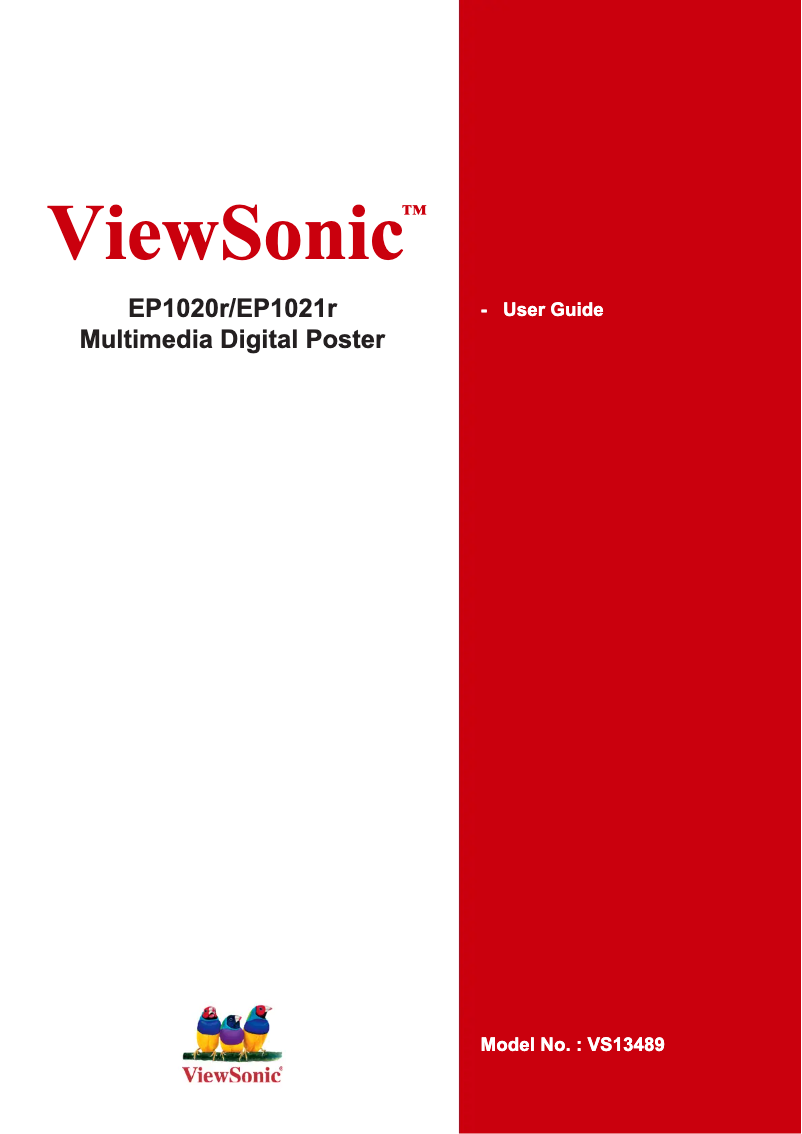 Page 1 de la notice Manuel utilisateur Viewsonic EP1020r