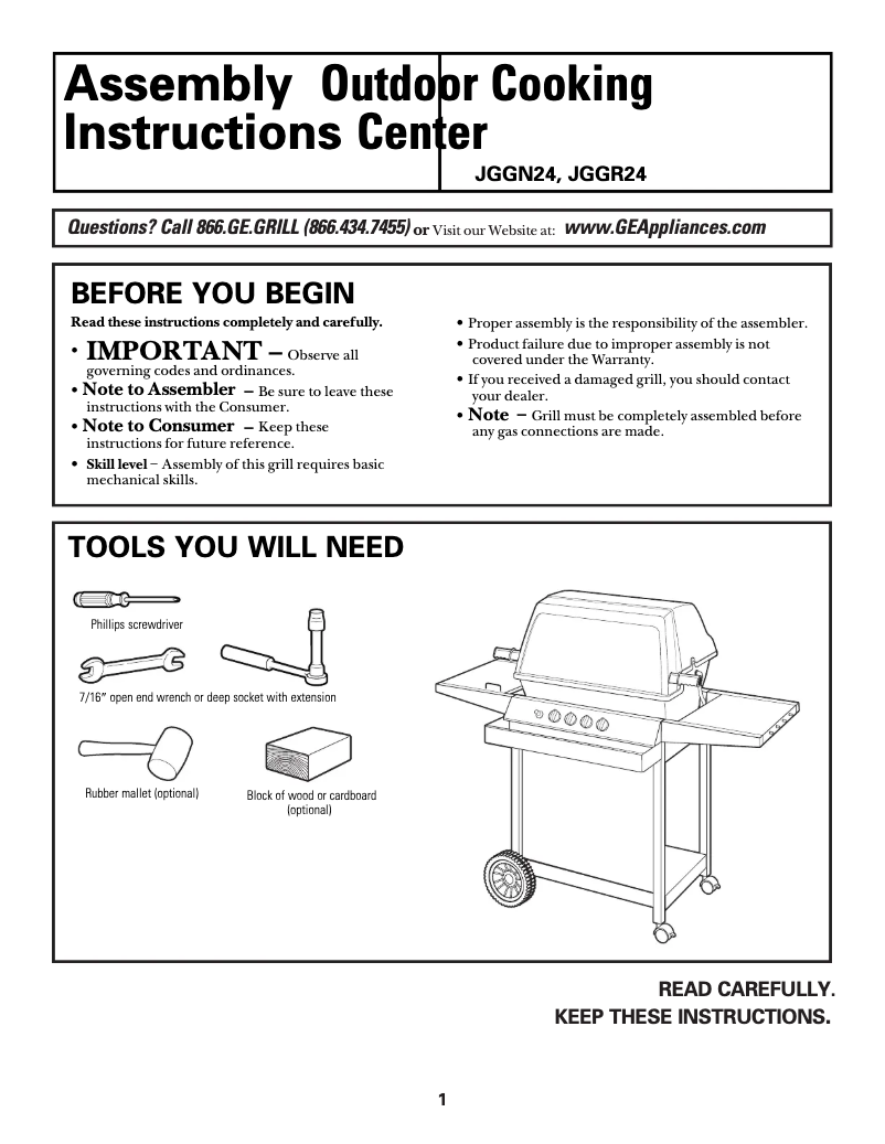 Página 1 del manual Guía de instalación GE JGGR24LPDBB