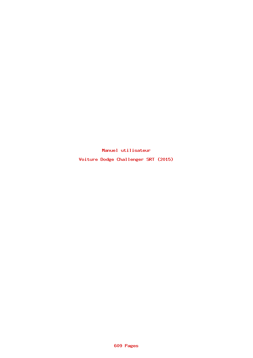 Page 1 de la notice Manuel utilisateur Dodge Challenger SRT (2015)
