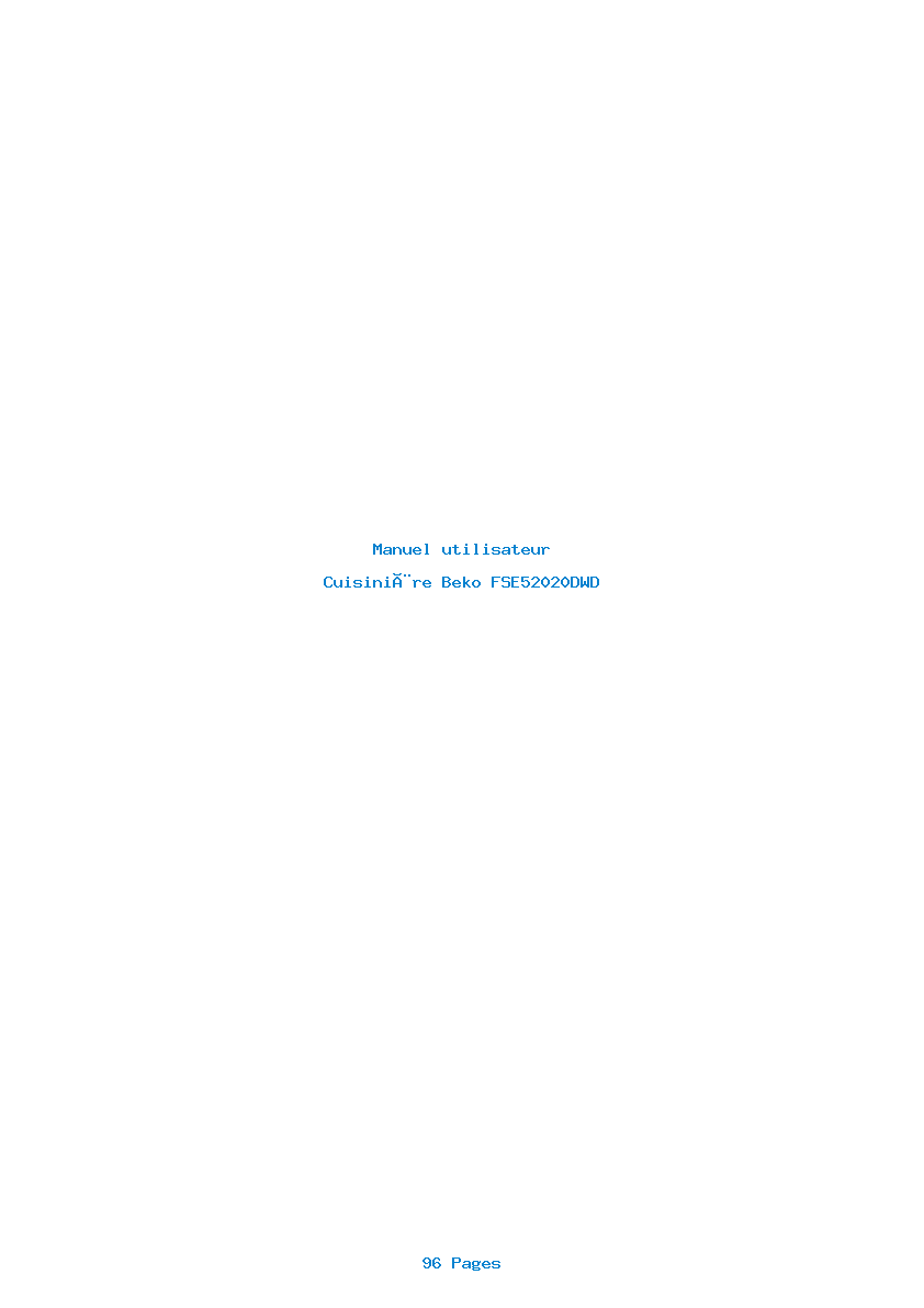 Page 1 de la notice Manuel utilisateur Beko FSE52020DWD