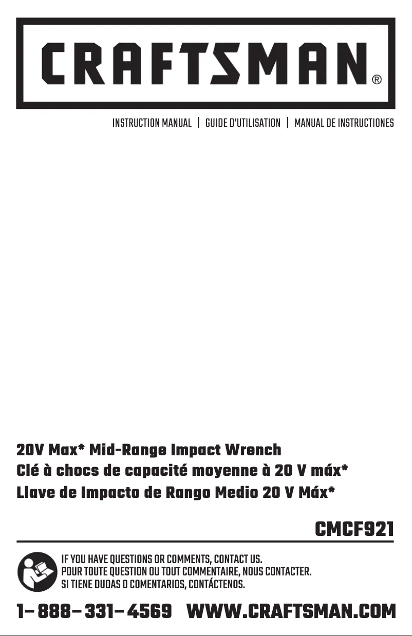 Page 1 de la notice Manuel utilisateur Craftsman CMCF921