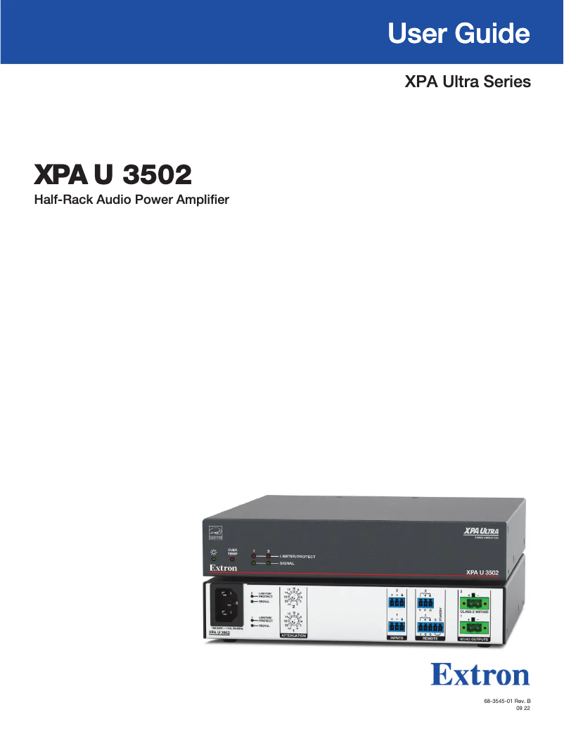 Page 1 de la notice Manuel utilisateur Extron XPA U 3502