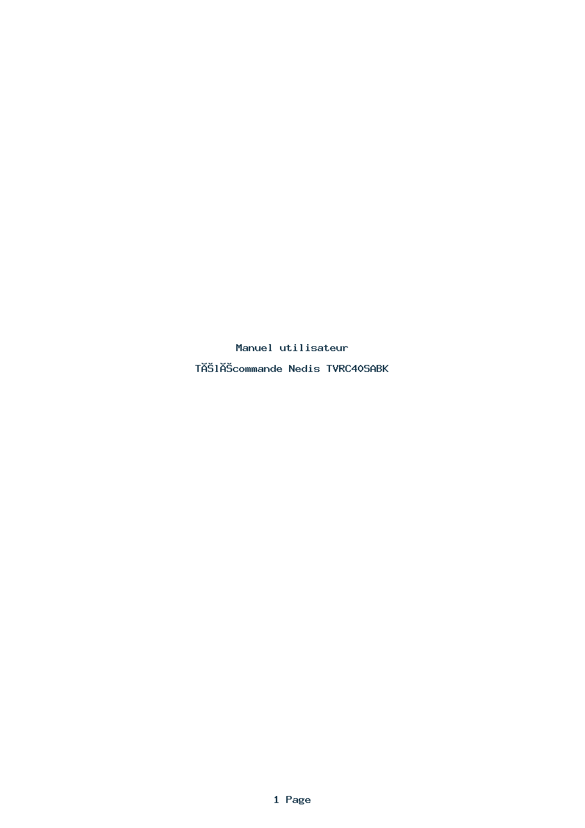 Page 1 de la notice Manuel utilisateur Nedis TVRC40SABK