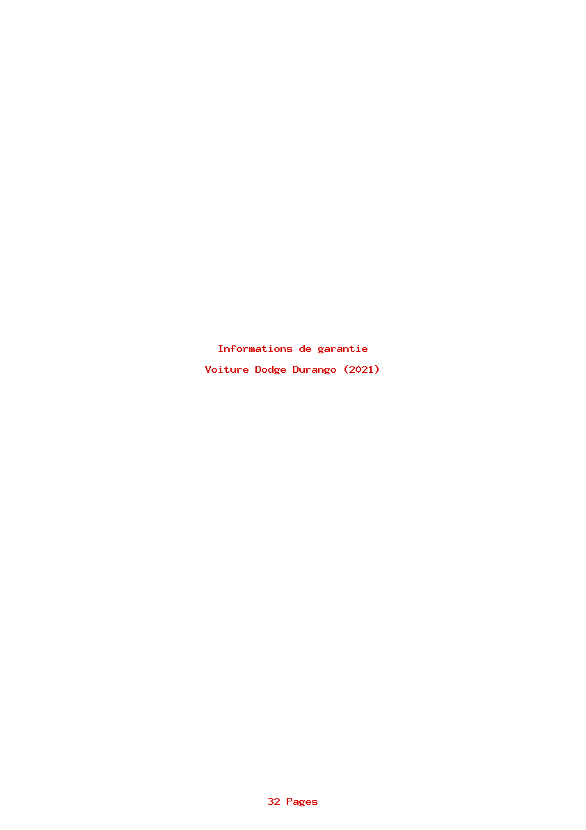 Page 1 de la notice Informations de garantie Dodge Durango (2021)